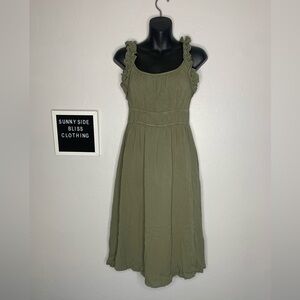 Emery Rose Green Ruched Cami Maxi Dress Medium Scoop Neck Summer